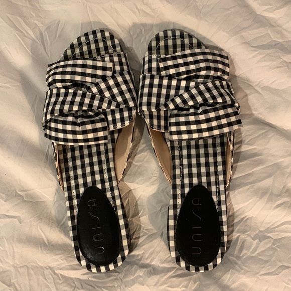 Unisa Sandals, Black and White Gingham - Picture 1 of 3